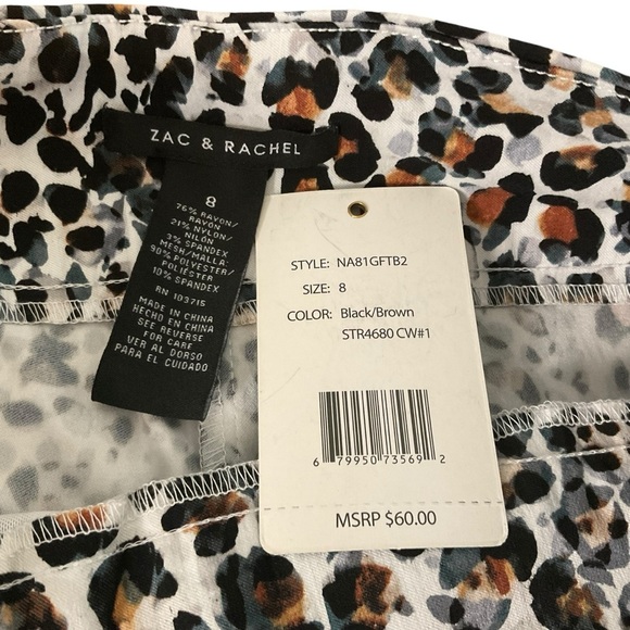 Zac & Rachel Women Pants Crop Pullover Stretch Leopard - Picture 3 of 6